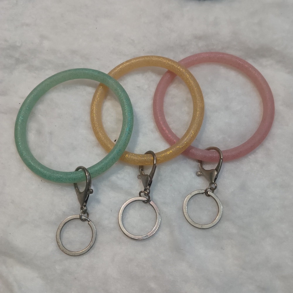 3 pcs rubber glitter bracelet/key holder